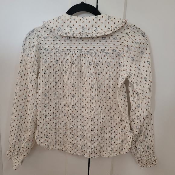 Anthropologie Pilcro Keira Collared Button-Front Blouse Long Sleeves XS Oranges - Picture 10 of 10